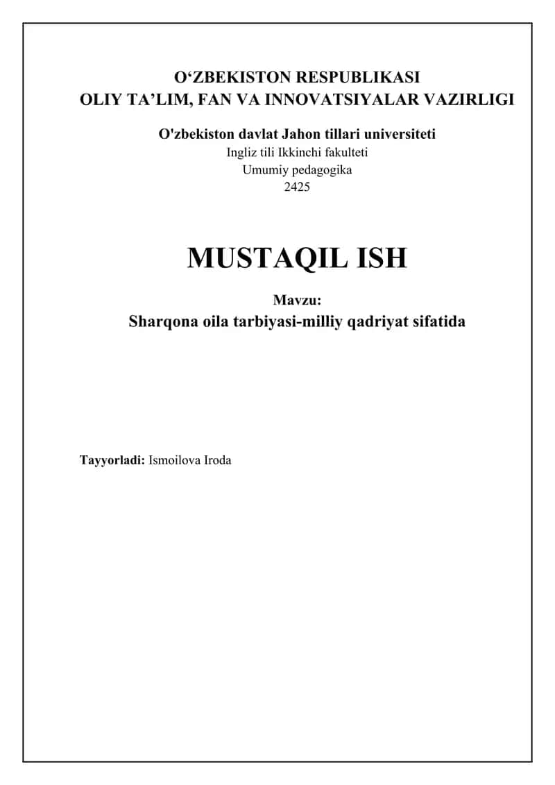 Sharqona oila tarbiyasi-milliy qadriyat sifatida 1