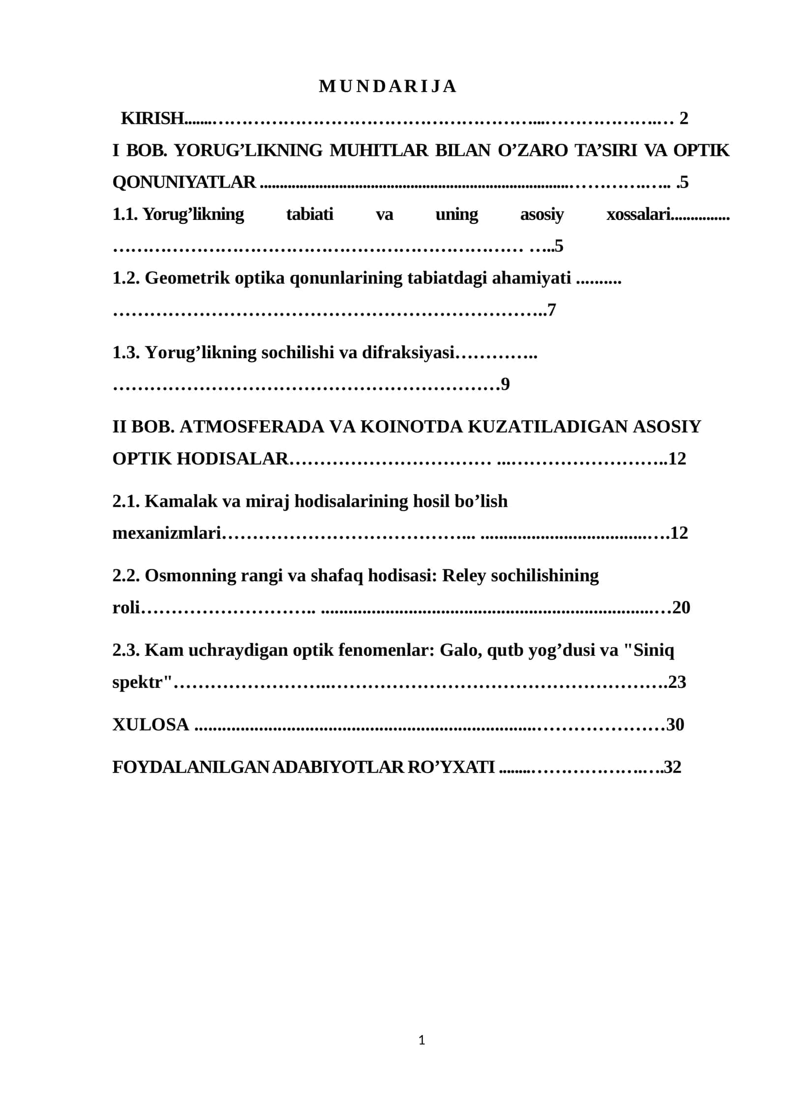 YORUG’LIKNING MUHITLAR BILAN O’ZARO TA’SIRI VA OPTIK QONUNIYATLAR 1