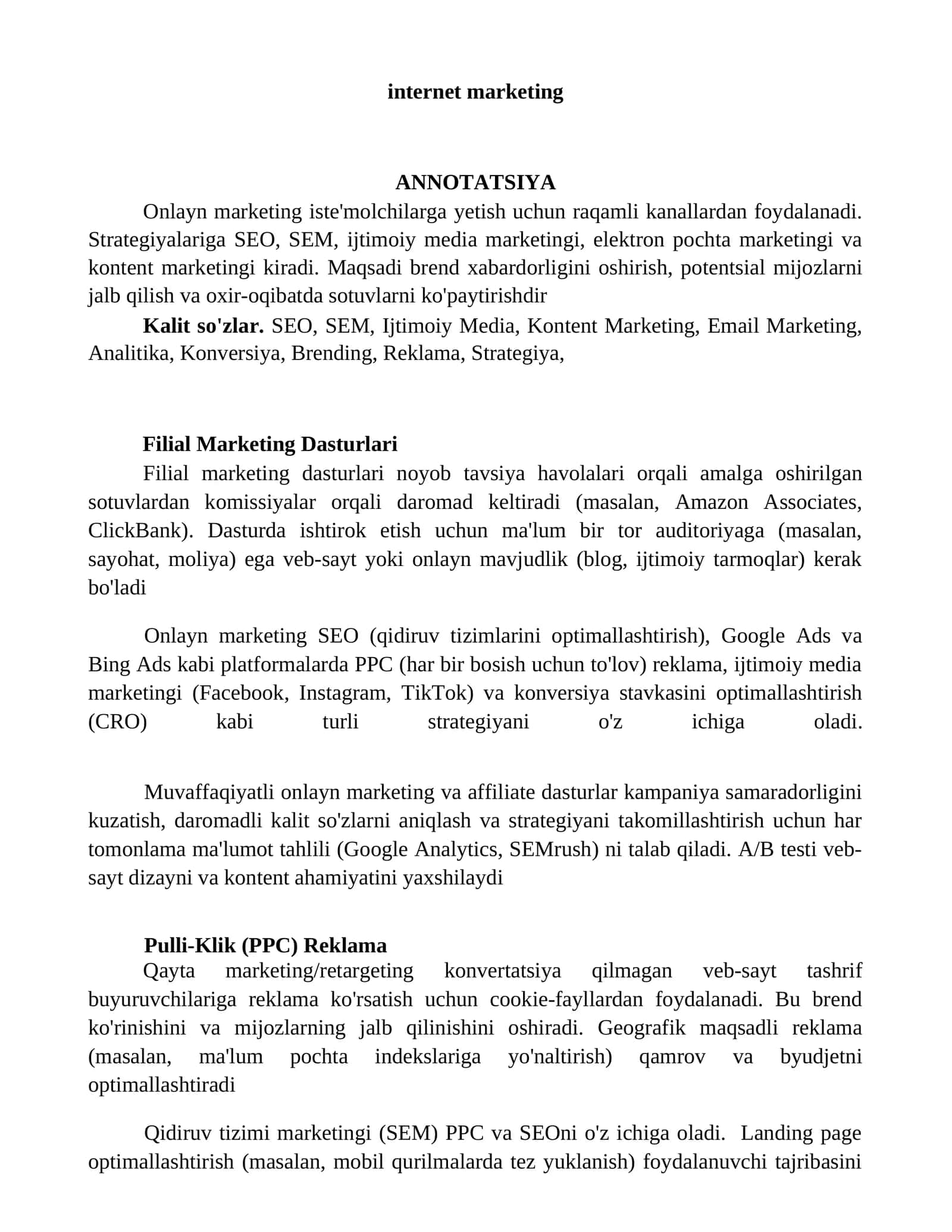 internet marketing 1