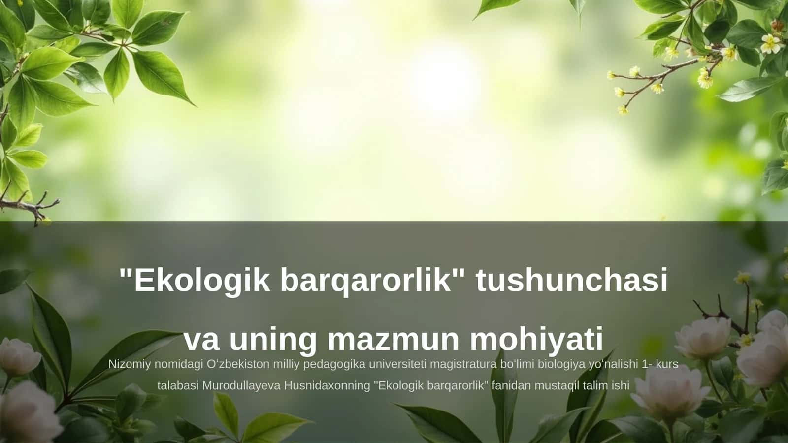 Ekologik barqarorlik tushunchasi va uning mazmun mohiyati 1