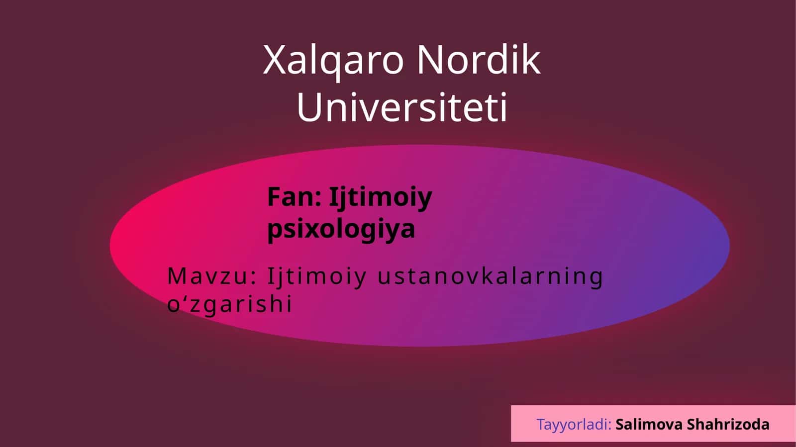Mavzu: Ijtimoiy ustanovkalarning oʻzgarishi 1