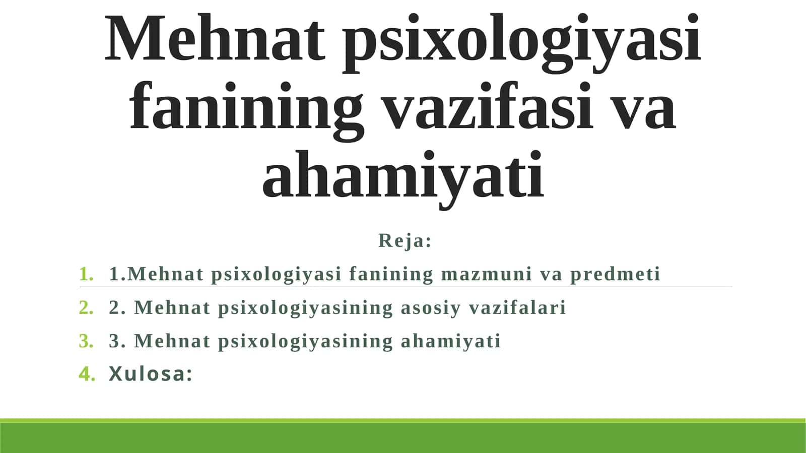 Mehnat psixologiyasi fanining vazifasi va ahamiyati 1