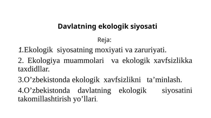 Davlatning ekologik siyosati 1