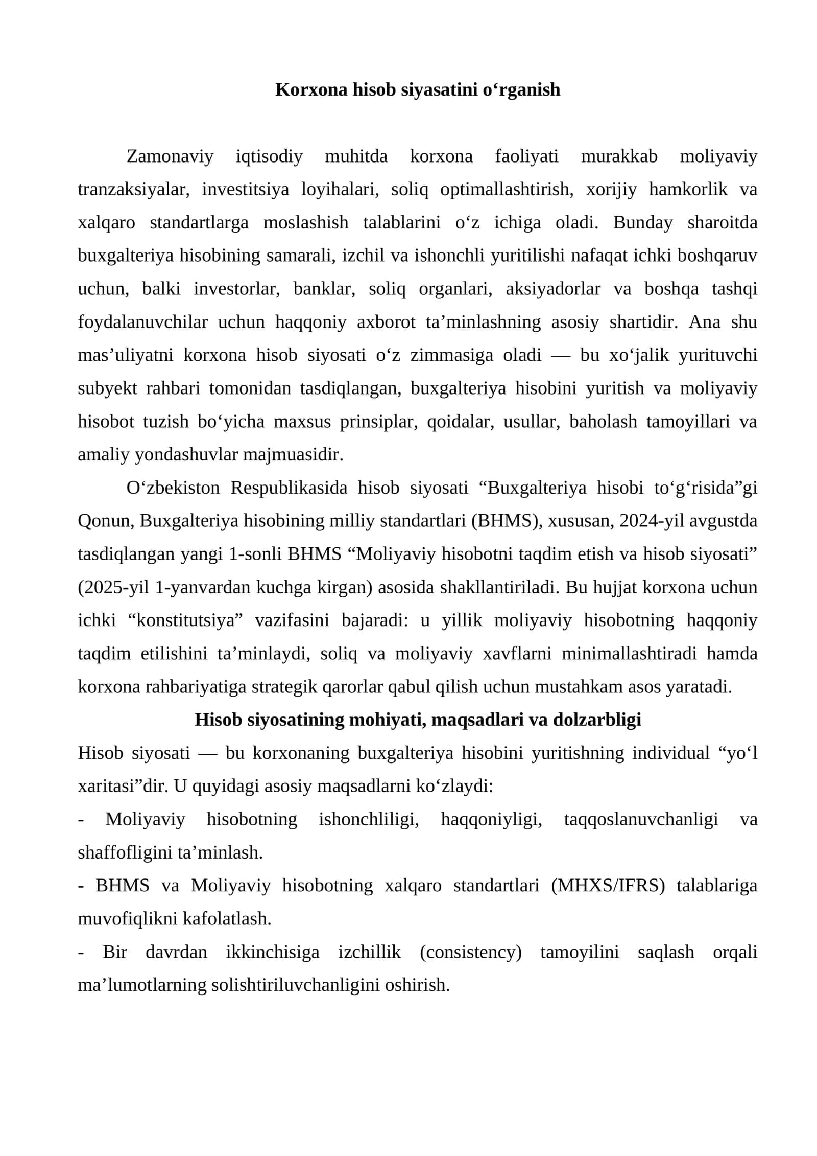 Hisob siyasati amaliyoti va maliyot ma'lumotlari analizi 1