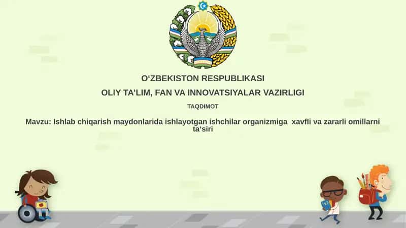 Ishlabchiqarish maydonlarida ishlayotgan ishchilar organizmiga xavflar va zararli omillar nita'siri 1