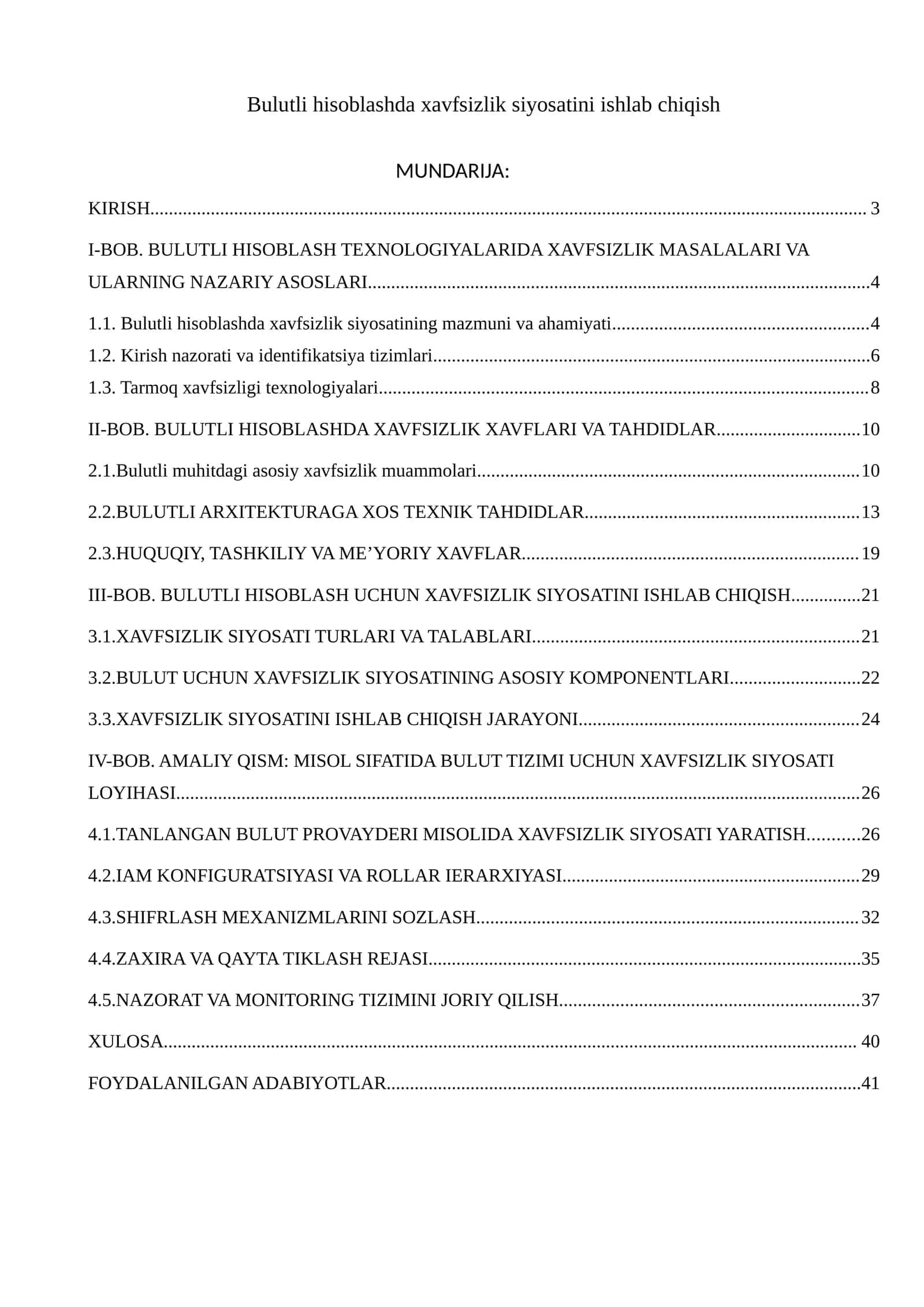 Bulutli hisoblashda xavfsizlik siyosatini ishlab chiqish 1