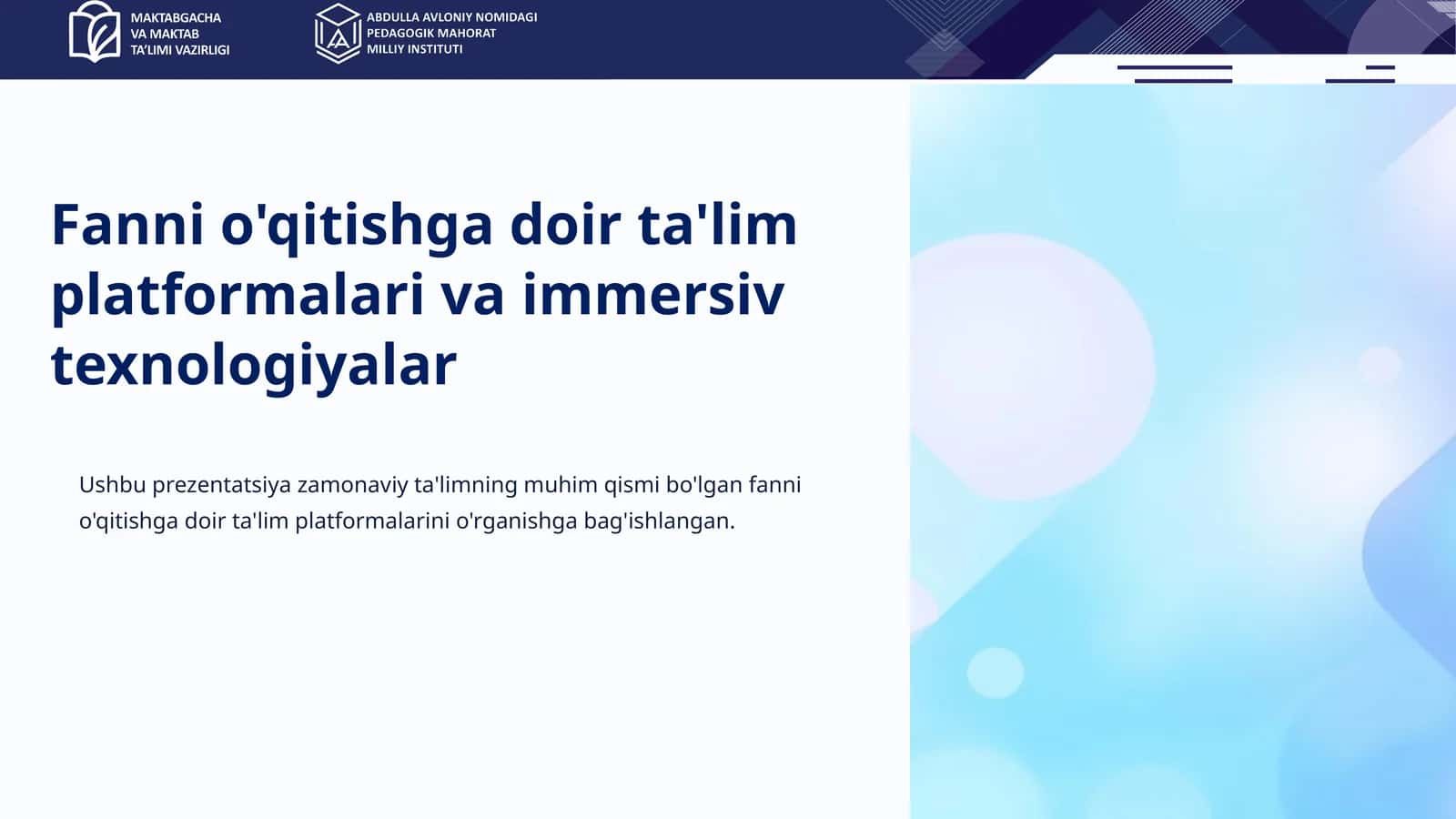 Fanni o'qitishga doir ta'lim platformalari va immersiv texnologiyalar 1
