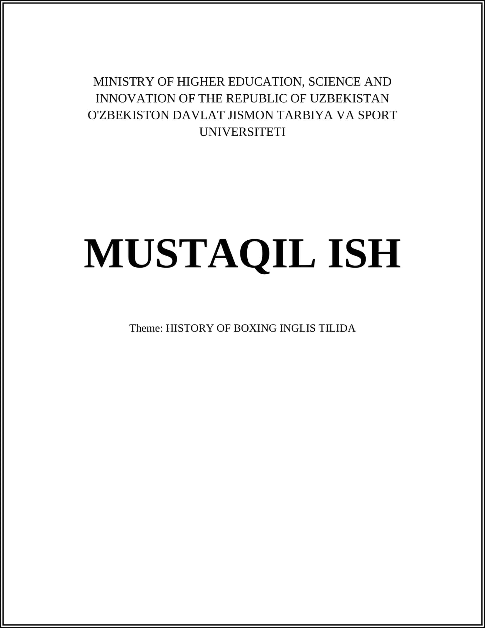 HISTORY OF BOXING INGLIS TILIDA 1