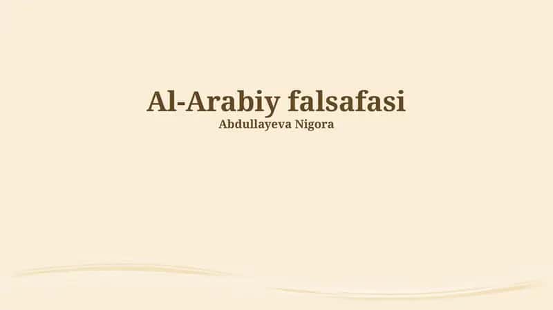 Al-Arabiy falsafasi 1