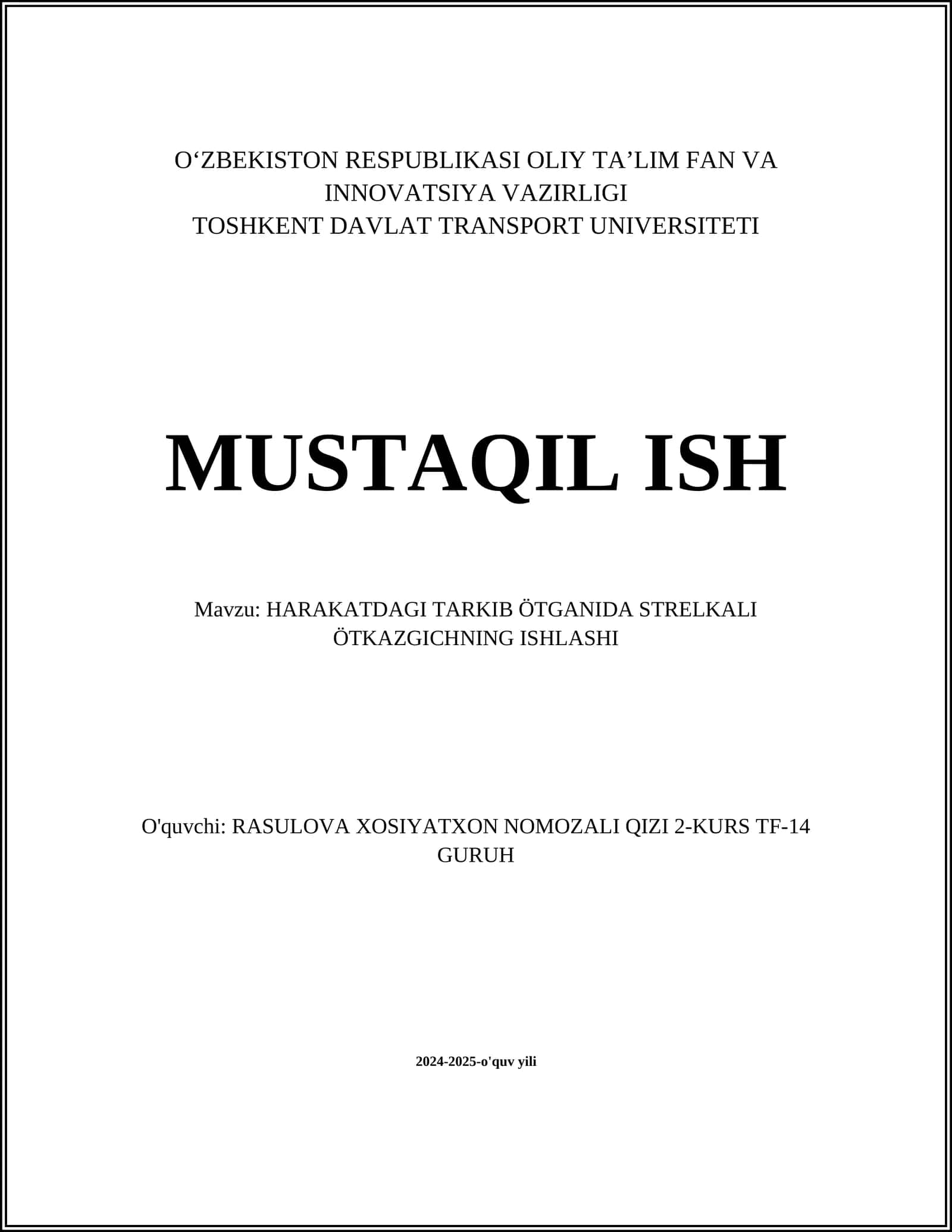 HARAKATDAGI TARKIB ÖTGANIDA STRELKALI ÖTKAZGICHNING ISHLASHI 1