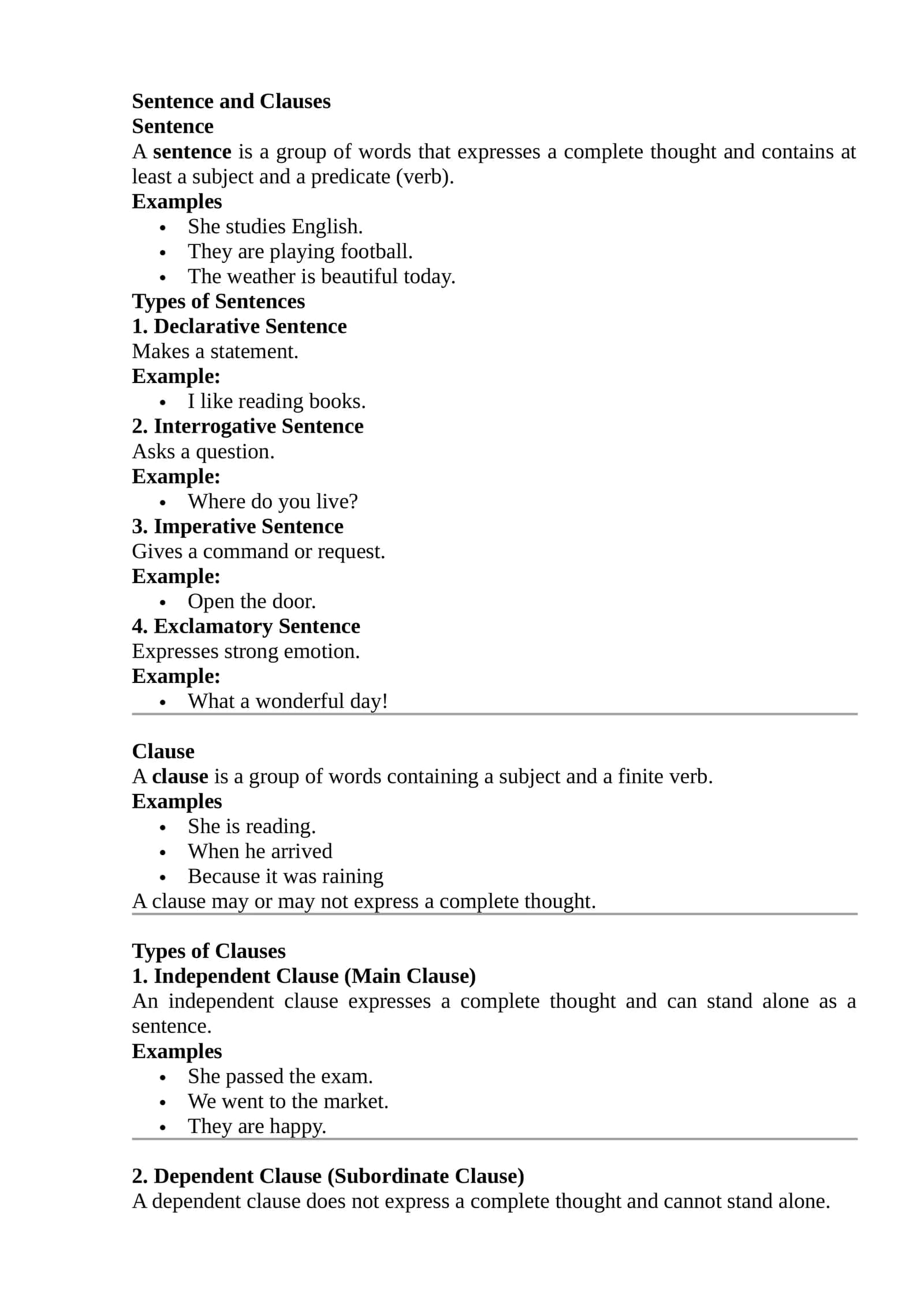 Mavzu: Sentence and Clauses 1