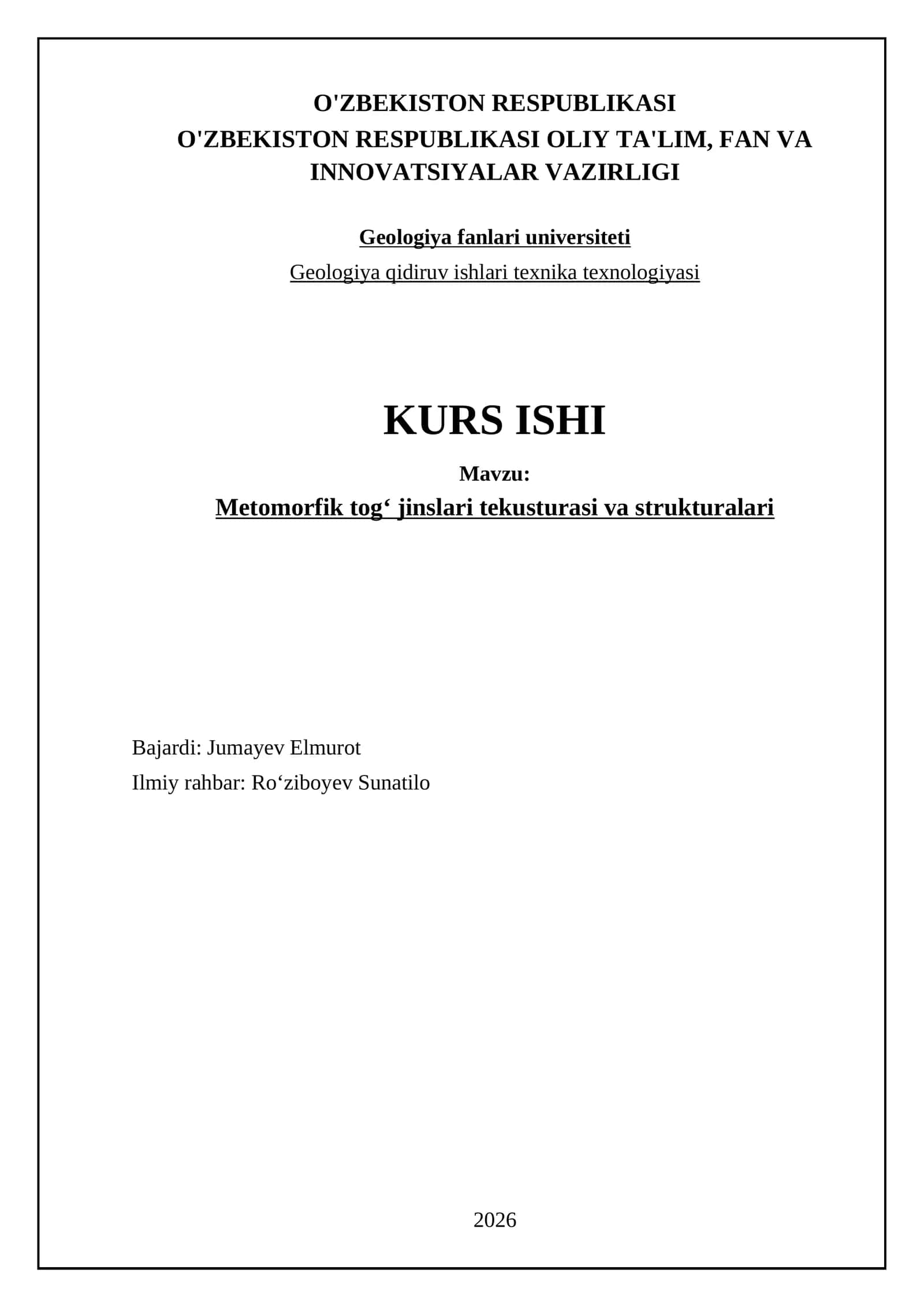 Metomorfik togʻ jinslari tekusturasi va strukturalari 1