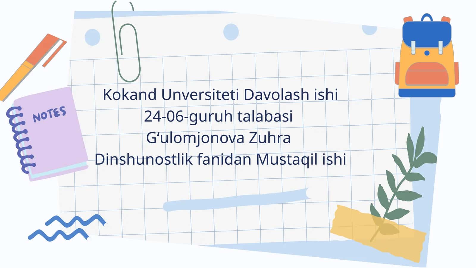Dinshunoslik fanidan Mustaqil ishi 1
