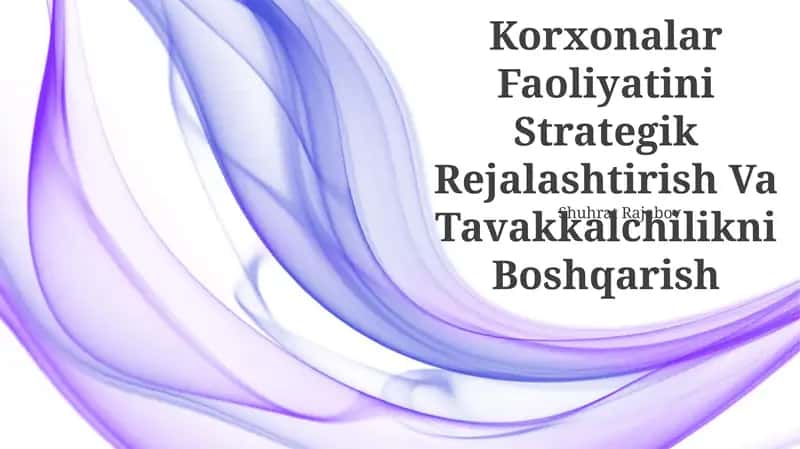 Korxonalar Faoliyatini Strategik Rejalashtirish Va Tavakkalchilikni Boshqarish 1