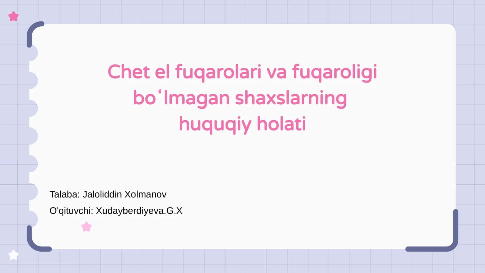 Chet el fuqarolari va fuqaroligi boʻlmagan shaxslarning huquqiy holati 1