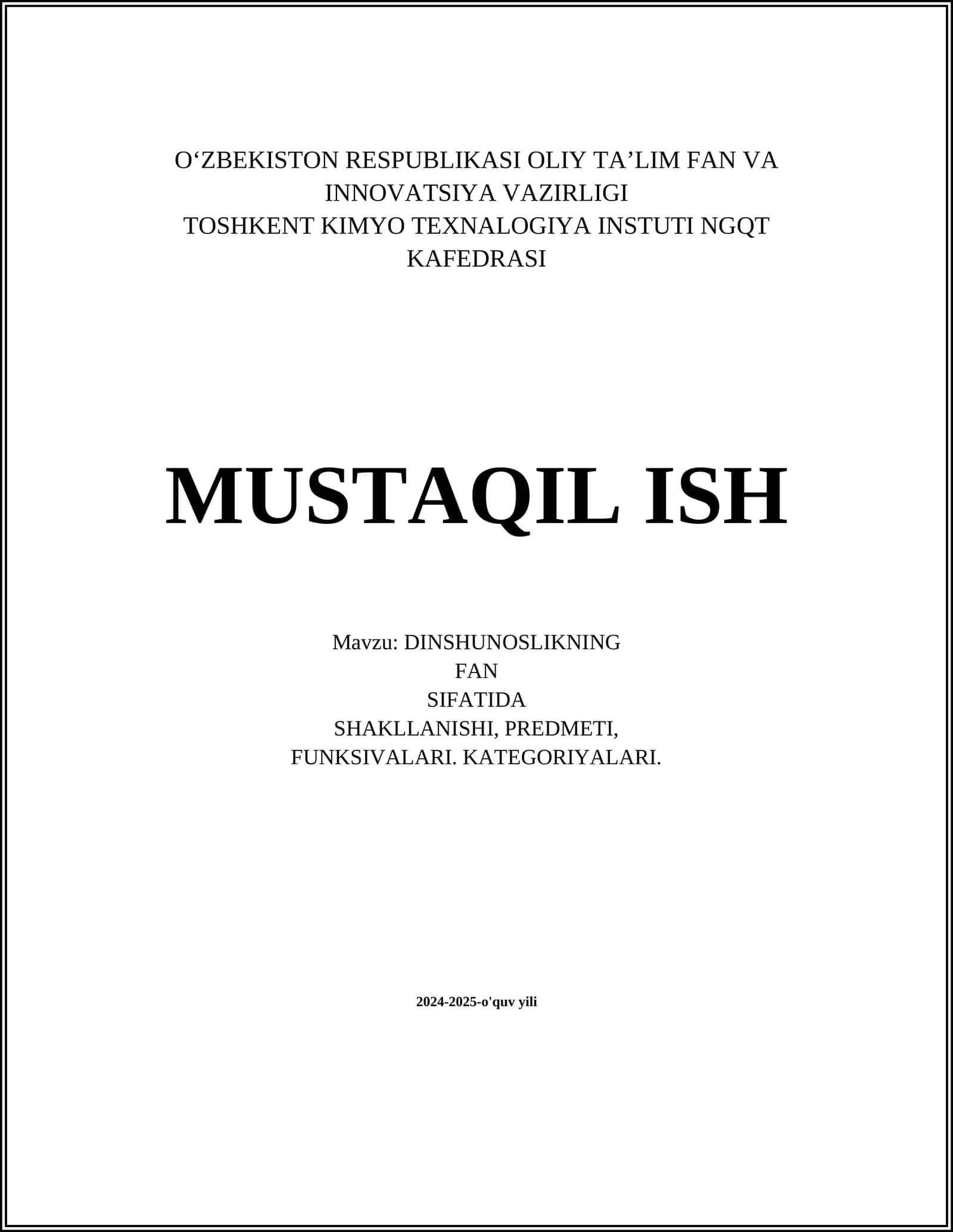 Dinshunoslikning Sifatida Shakllanishi 1