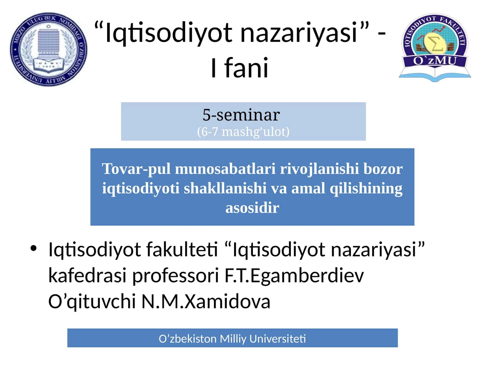 Iqtisodiyot nazariyasi 1