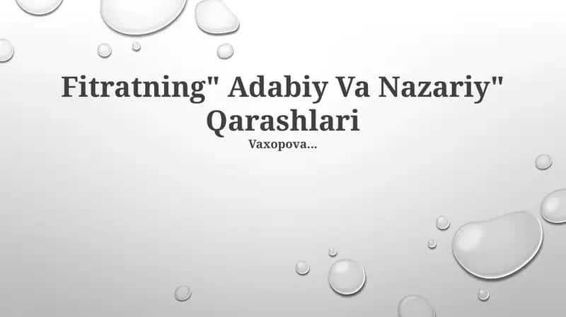Fitratning" Adabiy Va Nazariy" Qarashlari 1