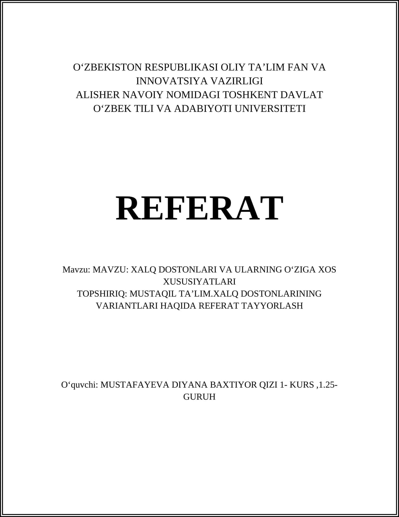 XALQ DOSTONLARI VA ULARNING OʻZIGA XOS XUSUSIYATLARI 1