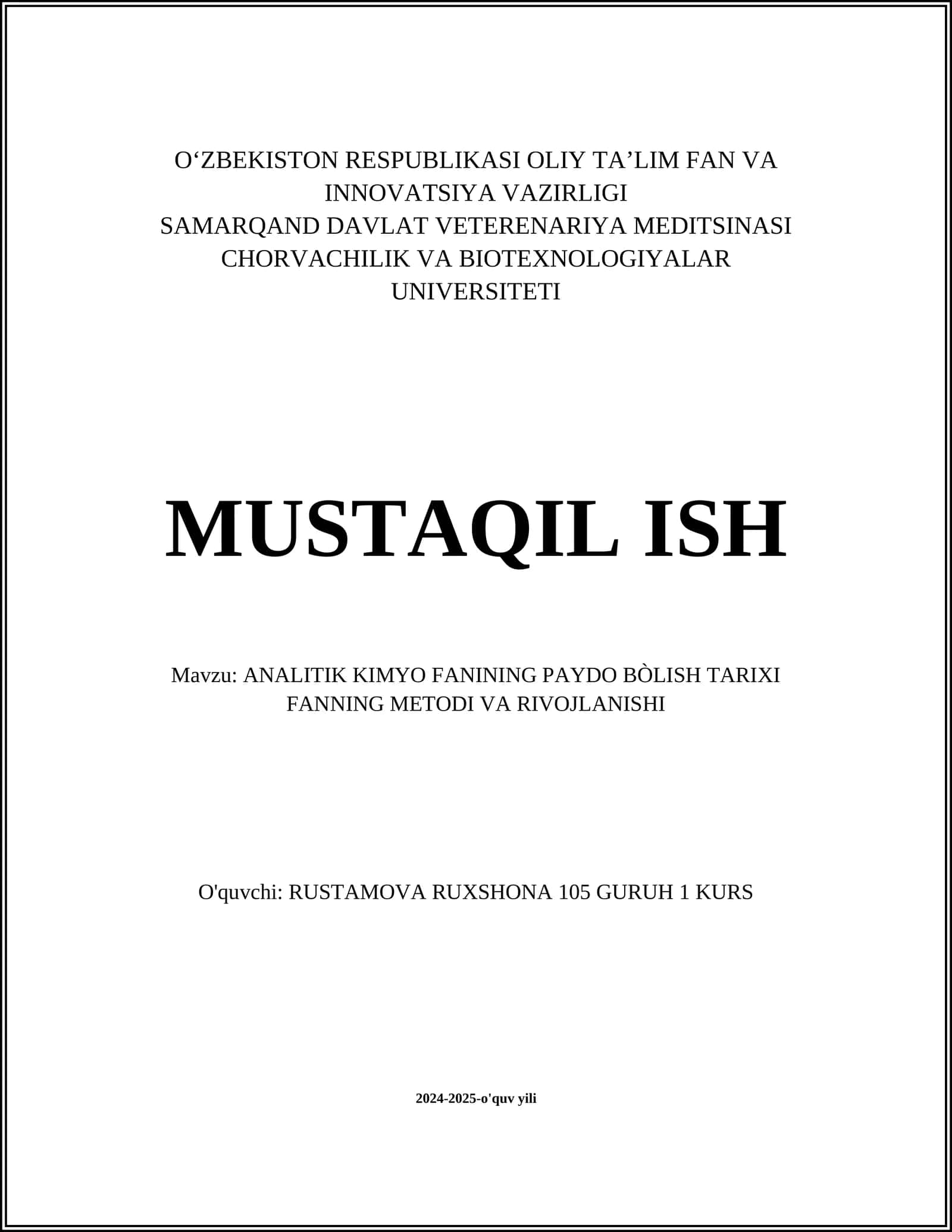 ANALITIK KIMYO FANINING PAYDO BÒLISH TARIXI FANNING METODI VA RIVOJLANISHI 1