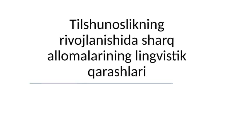 Sharq tilshunosligining rivojlanishi 1
