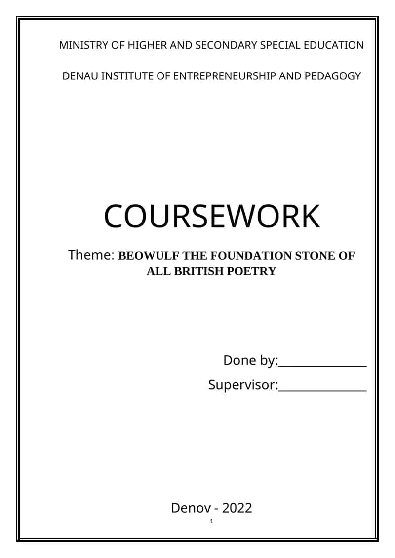 BEOWULF THE FOUNDATION STONE OF ALL BRITISH POETRY 1