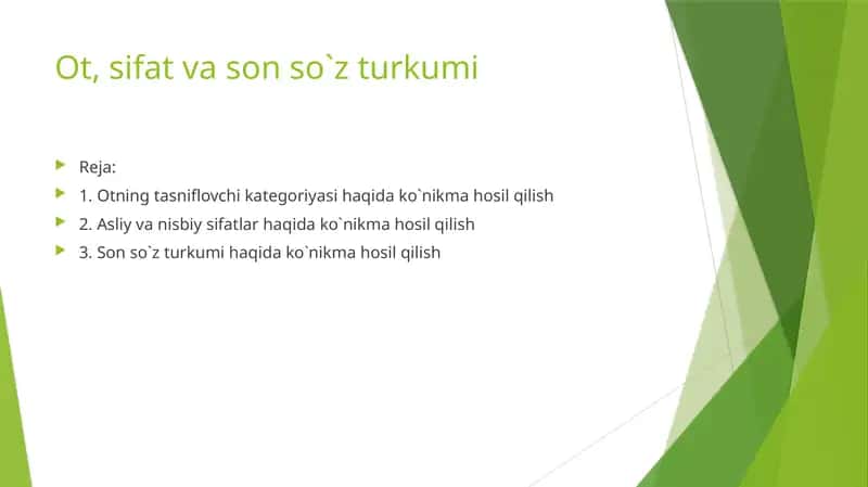 Ot, sifat va son so`z turkumi 1