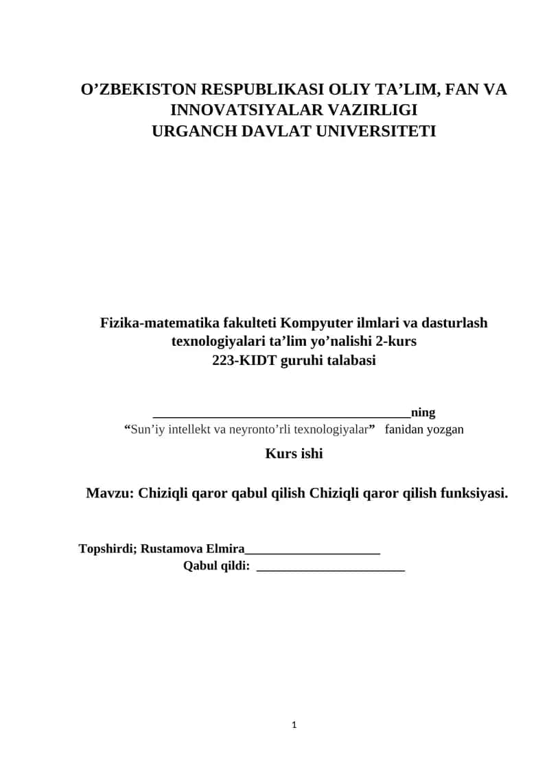 Chiziqli qaror qabul qilish 1