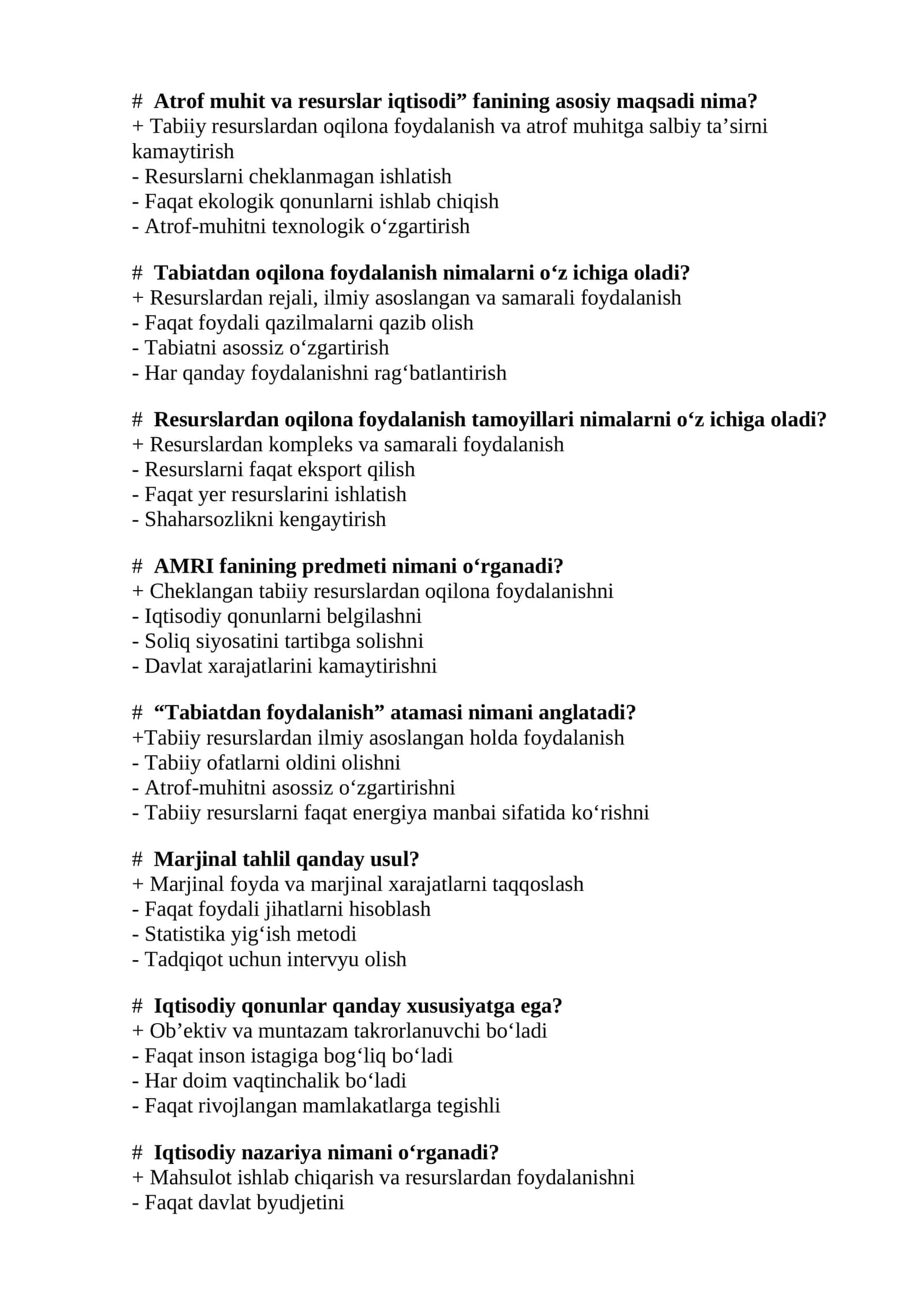 Atrof muhit va resurslar iqtisodi 1