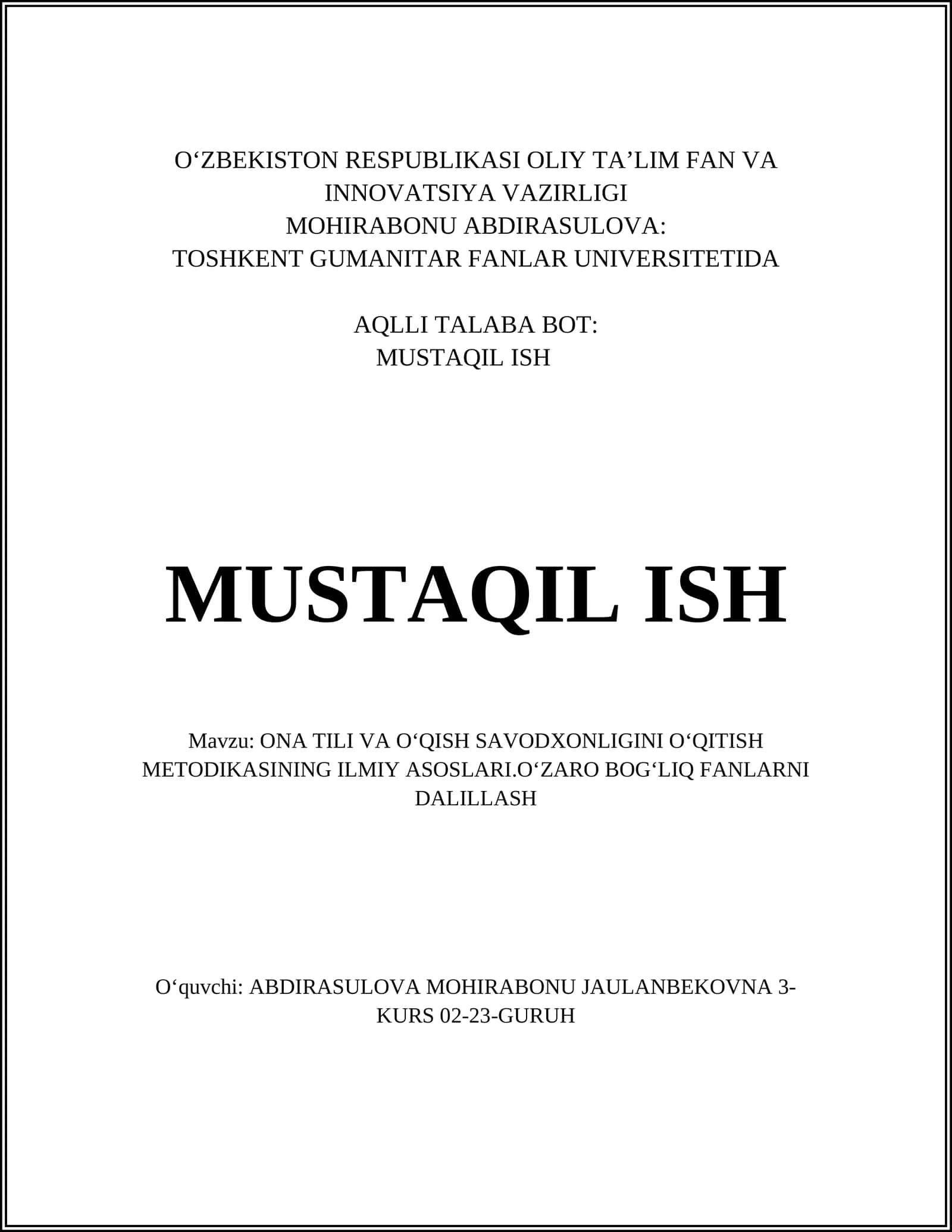 O'quv dasturlarini tuzish metodikasi 1