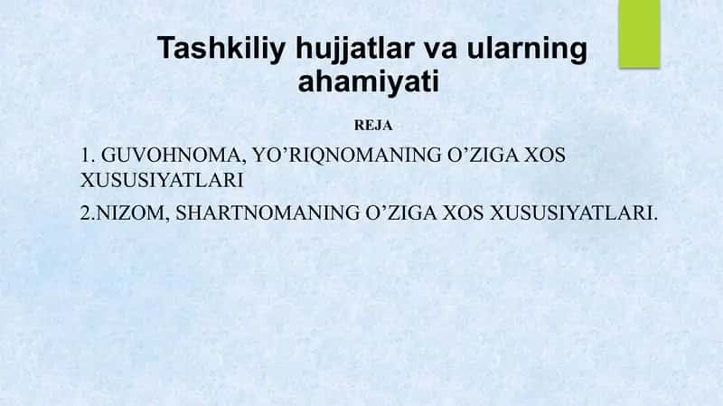 Tashkiliy hujjatlar va ularning ahamiyati 1