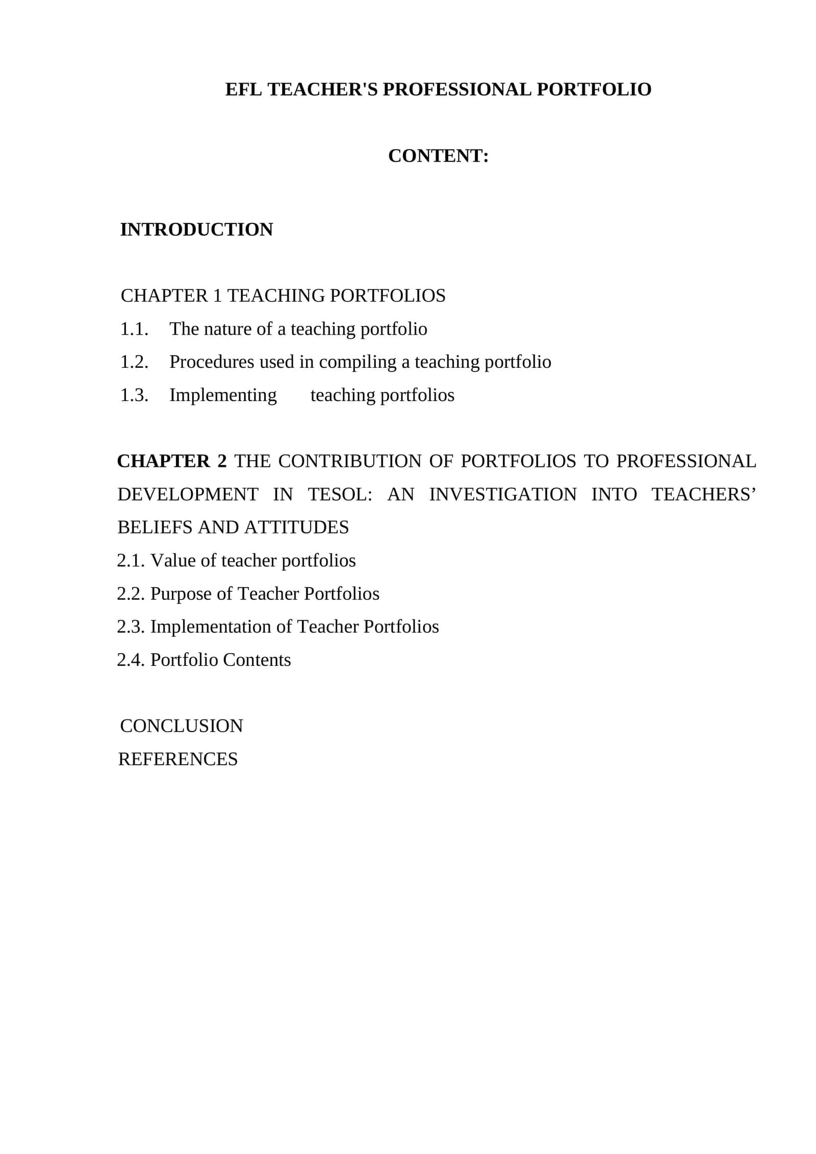 EFL TEACHER'S PROFESSIONAL PORTFOLIO 1