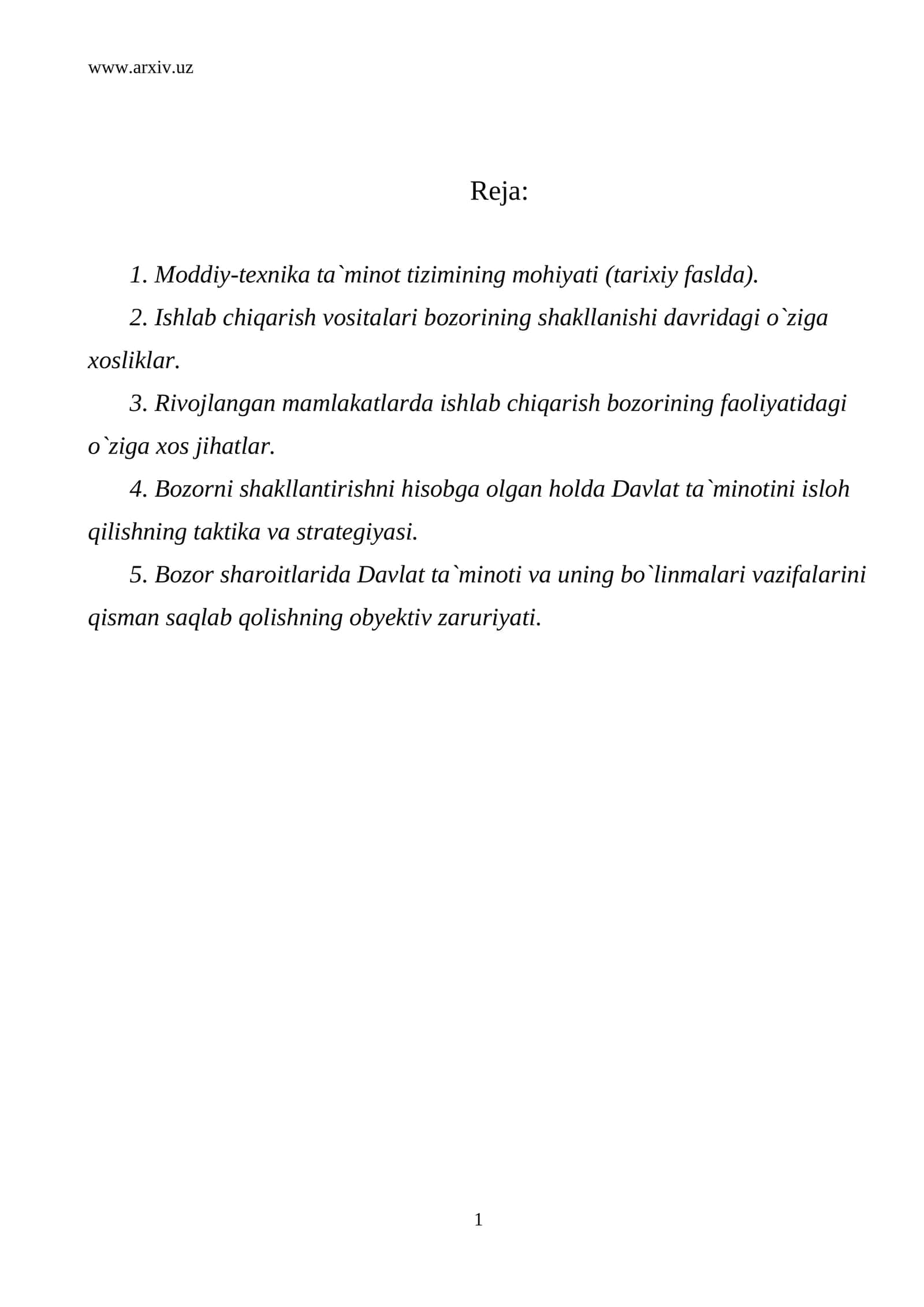 Moddiy-texnika ta`minot tizimining mohiyati 1