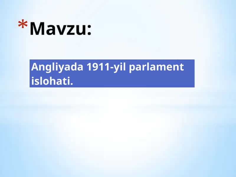 Angliyada 1911-yil parlament islohati 1