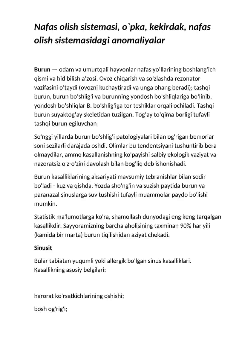 Burun kasalliklari 1
