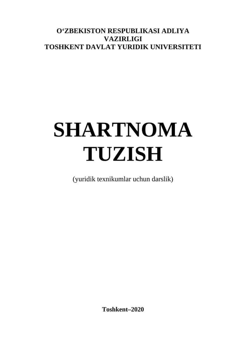 SHARTNOMA TUZISH (yuridik texnikumlar uchun darslik) 1