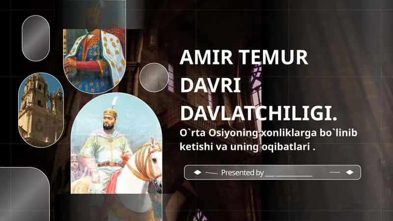 AMIR TEMUR DAVRI DAVLATCHILIGI. O`rta Osiyoning xonliklarga bo`linib ketishi va uning oqibatlari . 1