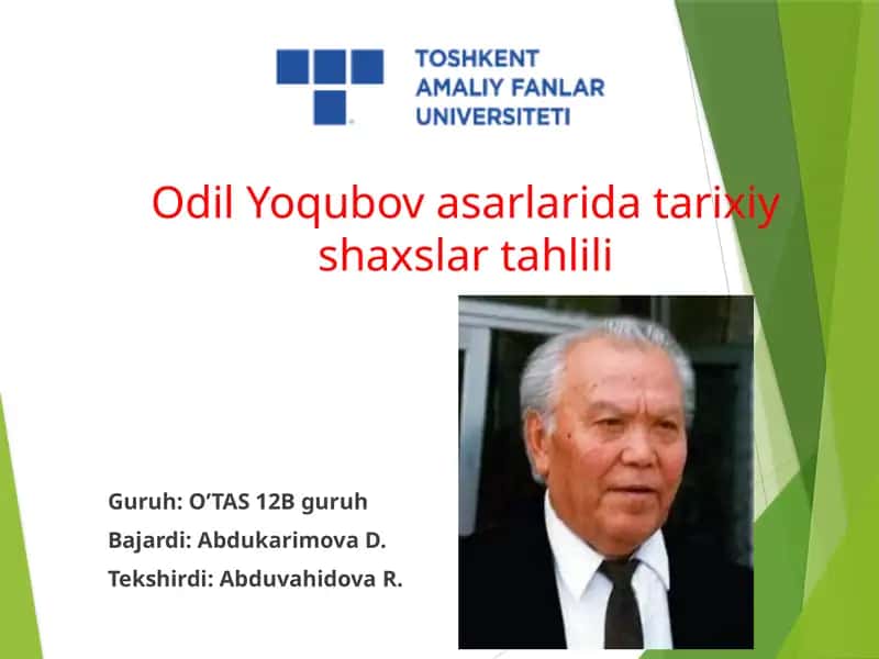 Odil Yoqubov asarlaridagi tarixiy shaxslar tahlili 1