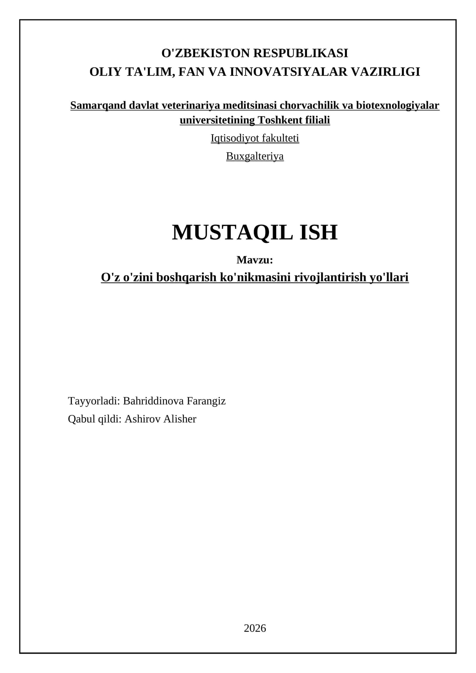 O'z o'zini boshqarish ko'nikmasini rivojlantirish yo'llari 1