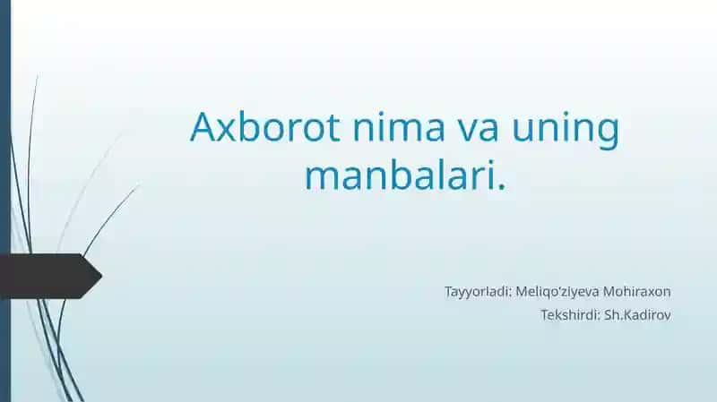 Axborot nima va uning manbalari 1