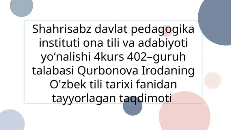O'zbek tilida turkiy yozma yodgorliklar 1