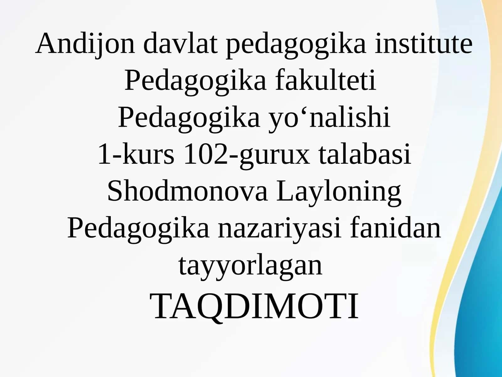 XIX ASRNING 2-YARMI XX ASR BOSHLARIDA TURKISTON O’LKASIDA TA’LIM TARBIYA 1