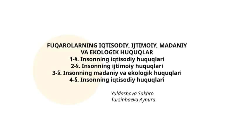 FUQAROLARNING IQTISODIY, IJTIMOIY, MADANIY VA EKOLOGIK HUQUQLAR 1