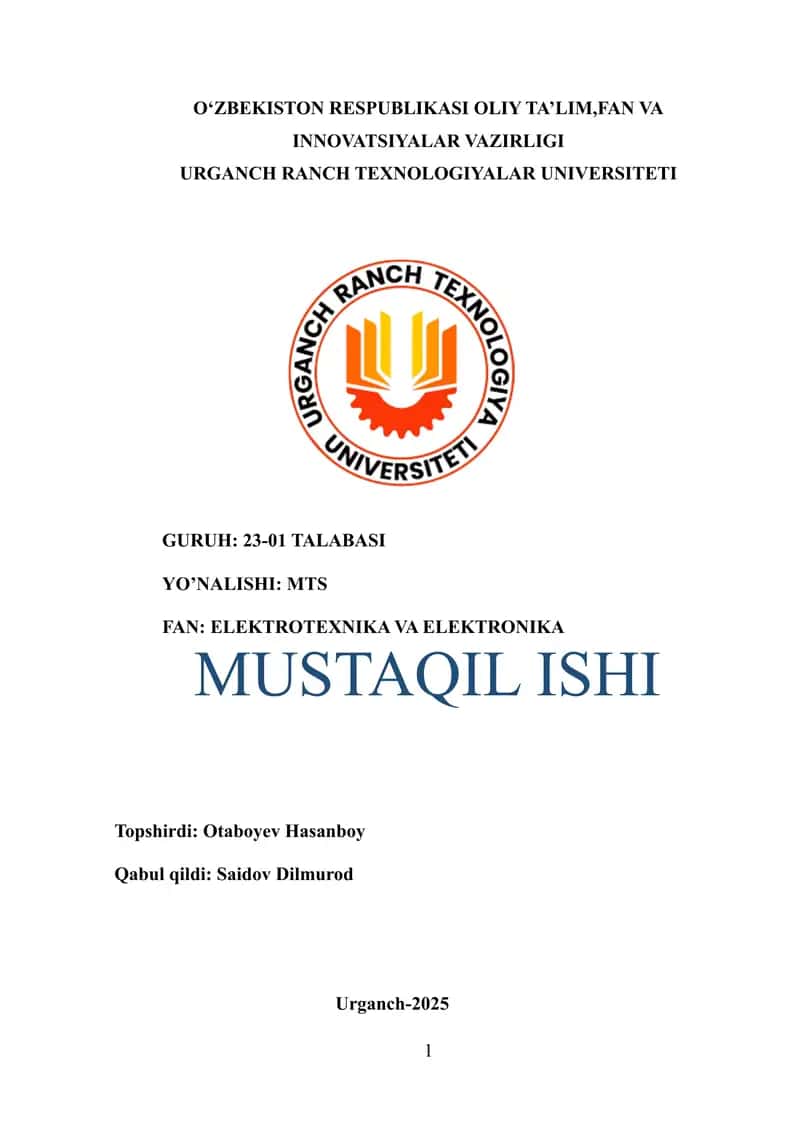 Elektir energiyasining samaradorligi va uni oshirish usullari 1