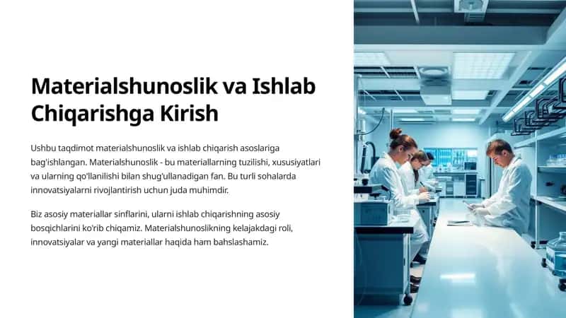 Materialshunoslik va Ishlab Chiqarishga Kirish 1
