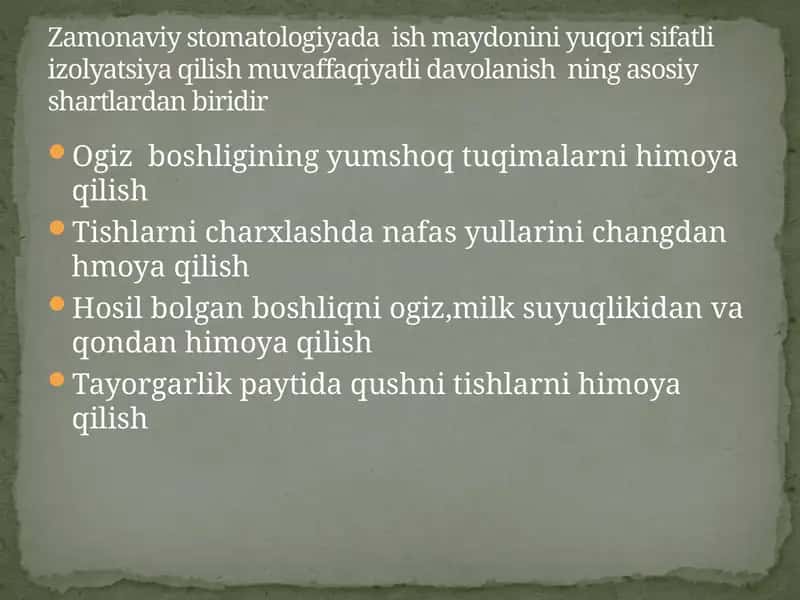 Zamonaviy stomatologiyada ish maydonini yuqori sifatli izolyatsiya 1