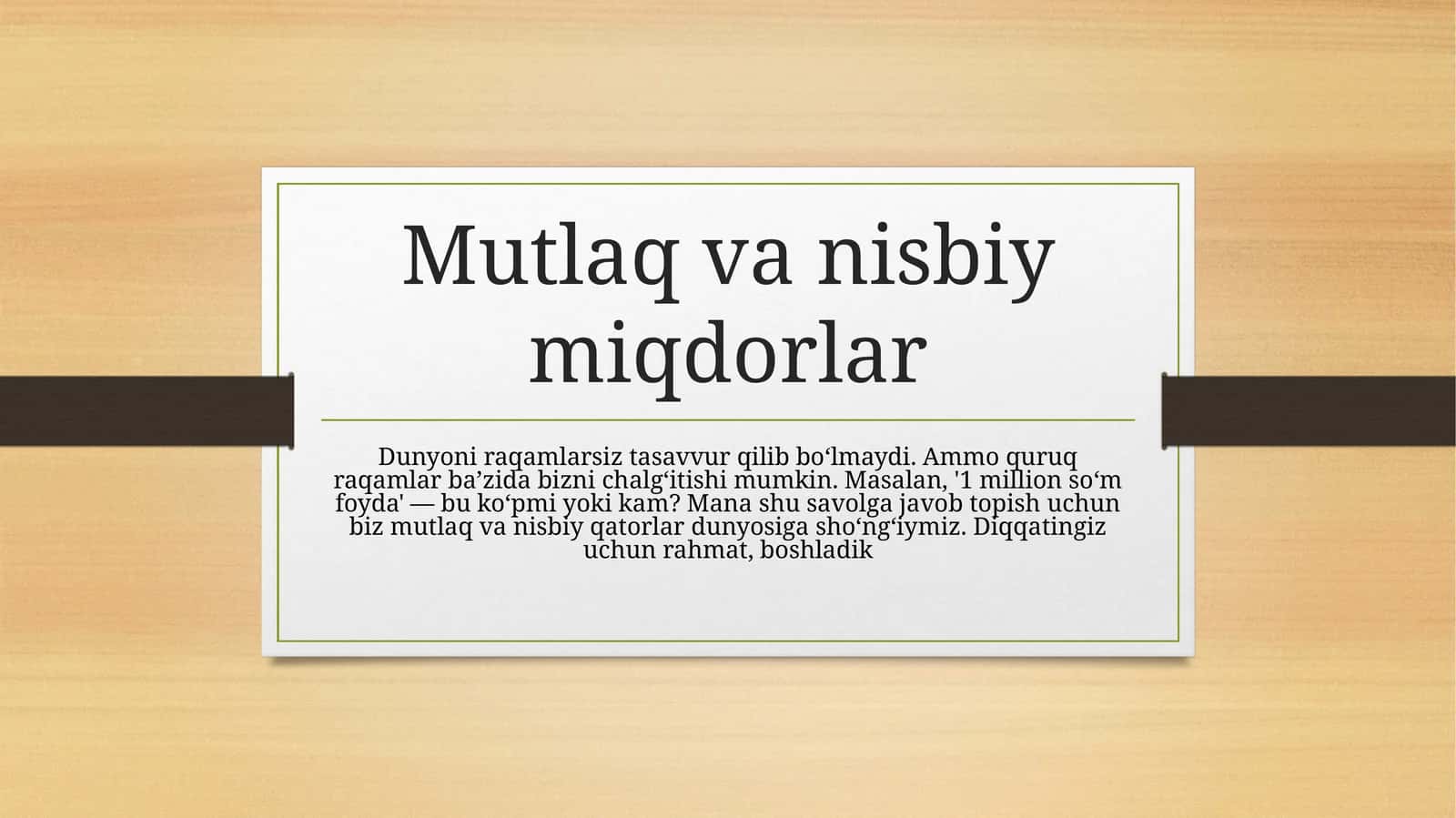 Mutlaq va nisbiy miqdorlar 1