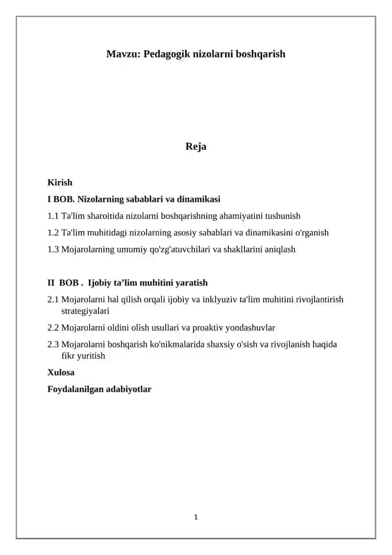 Pedagogik nizolarni boshqarish