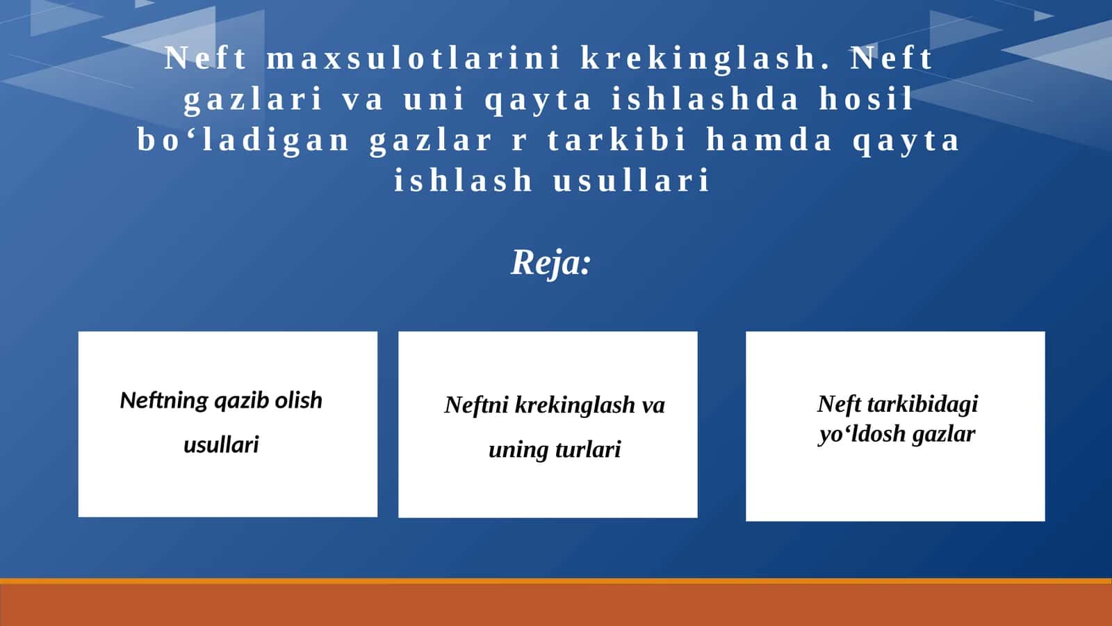 Neftmaxsulotlarinikrekinglash.Neftgazlarivauniqaytaishlashdahosilbo‘ladigangazlarrtarkibihamdaqaytaishlashusullari 1