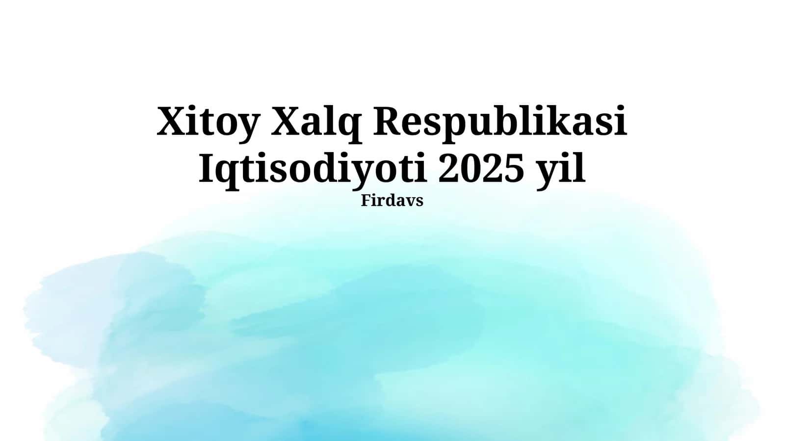 Xitoy Xalq Respublikasi Iqtisodiyoti 2025 yil 1